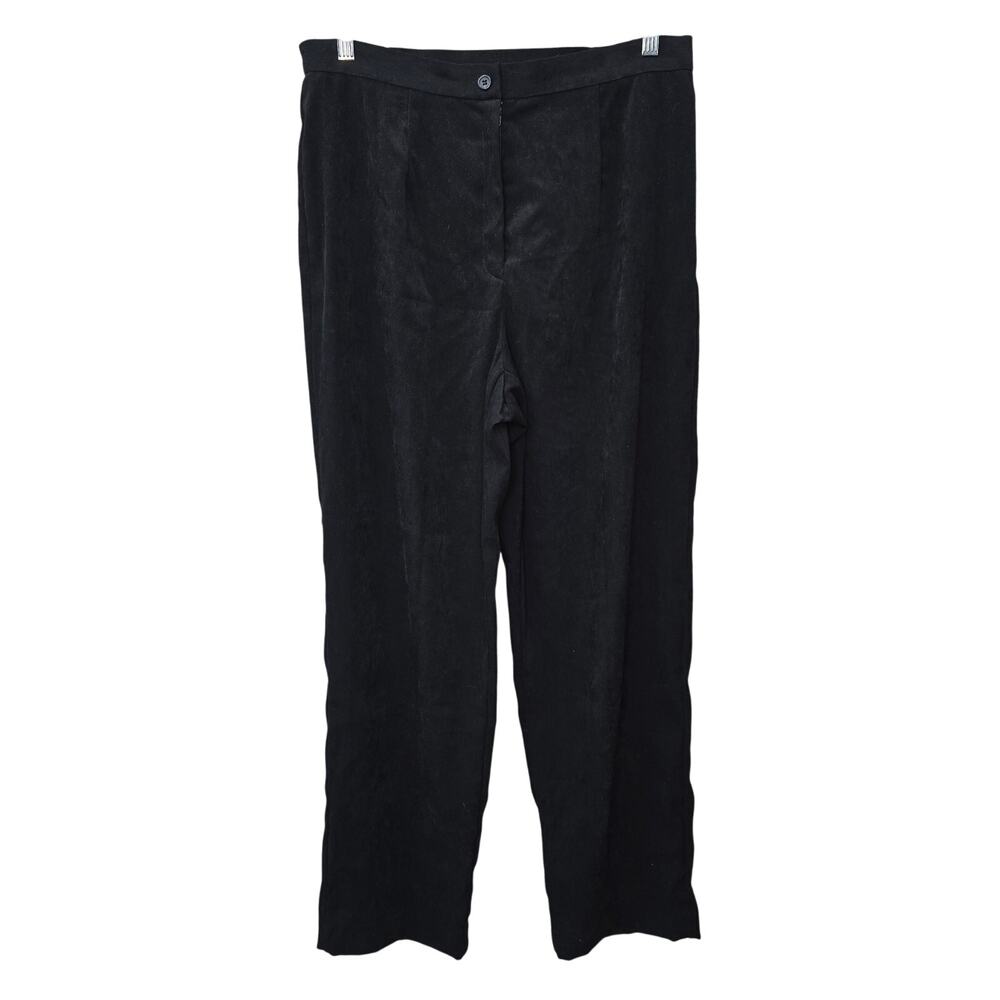 Requirements Pants Womens Plus Size 14 Black Microfiber Suede Gothic Minimalist